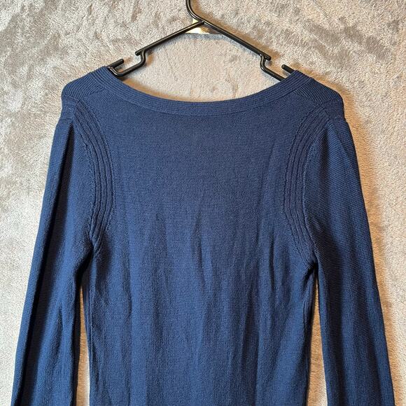 Free People Navy Blue Criss Cross Tunic Sweater Side Slit Women's Size Small - Picture 4 of 6